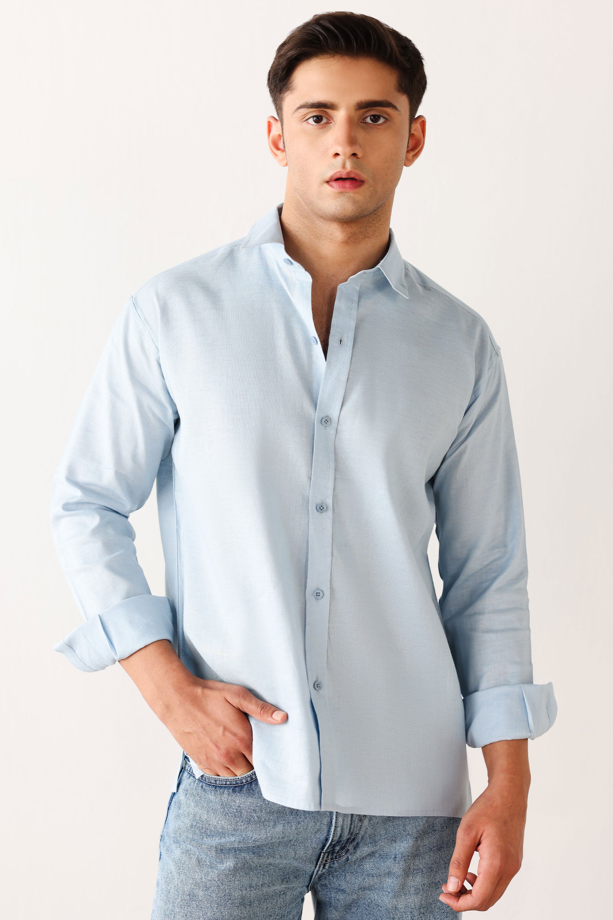 Ice Blue Irish Cotton Shirt