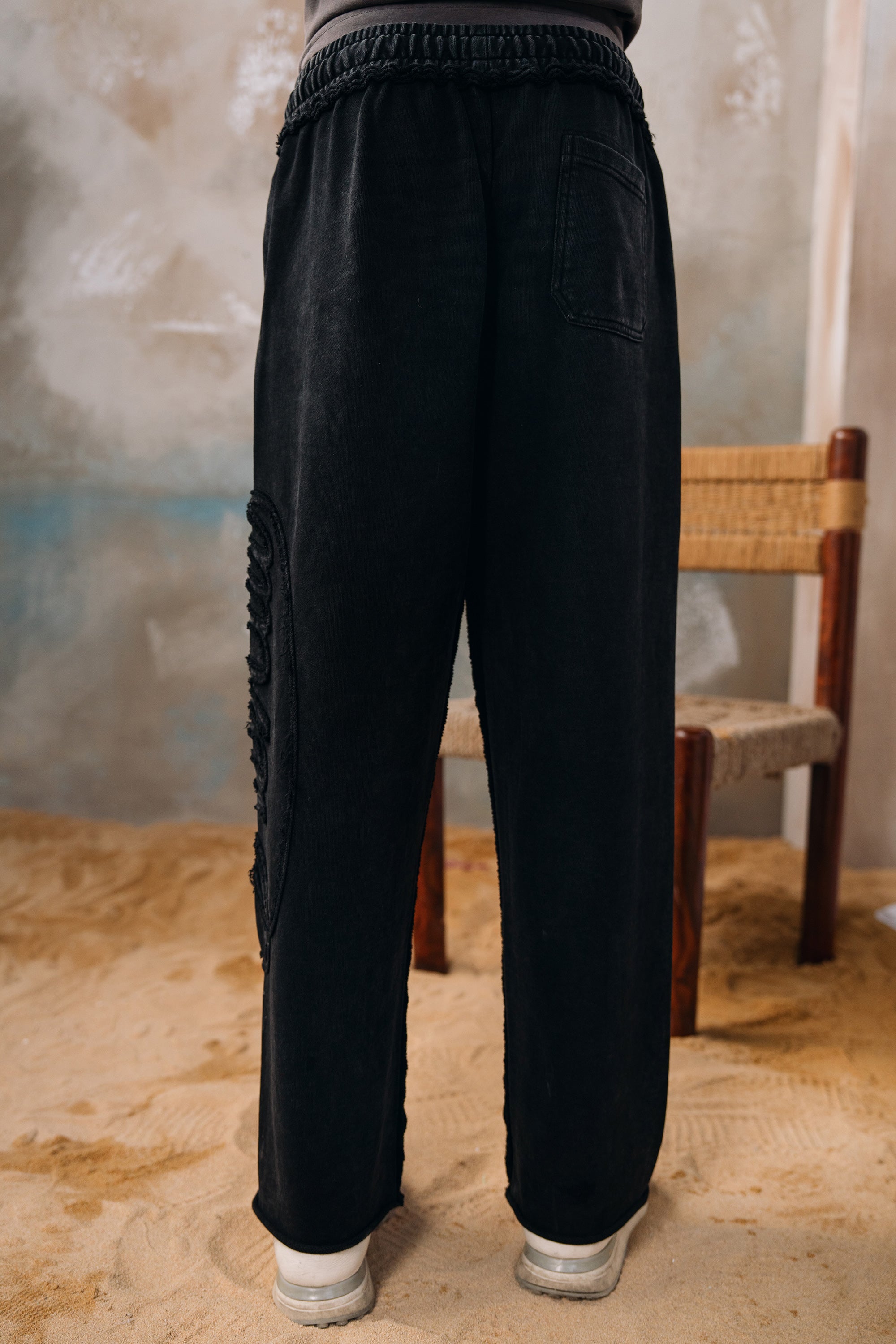 NORCAL Embroidered Acid Wash Trousers - Black