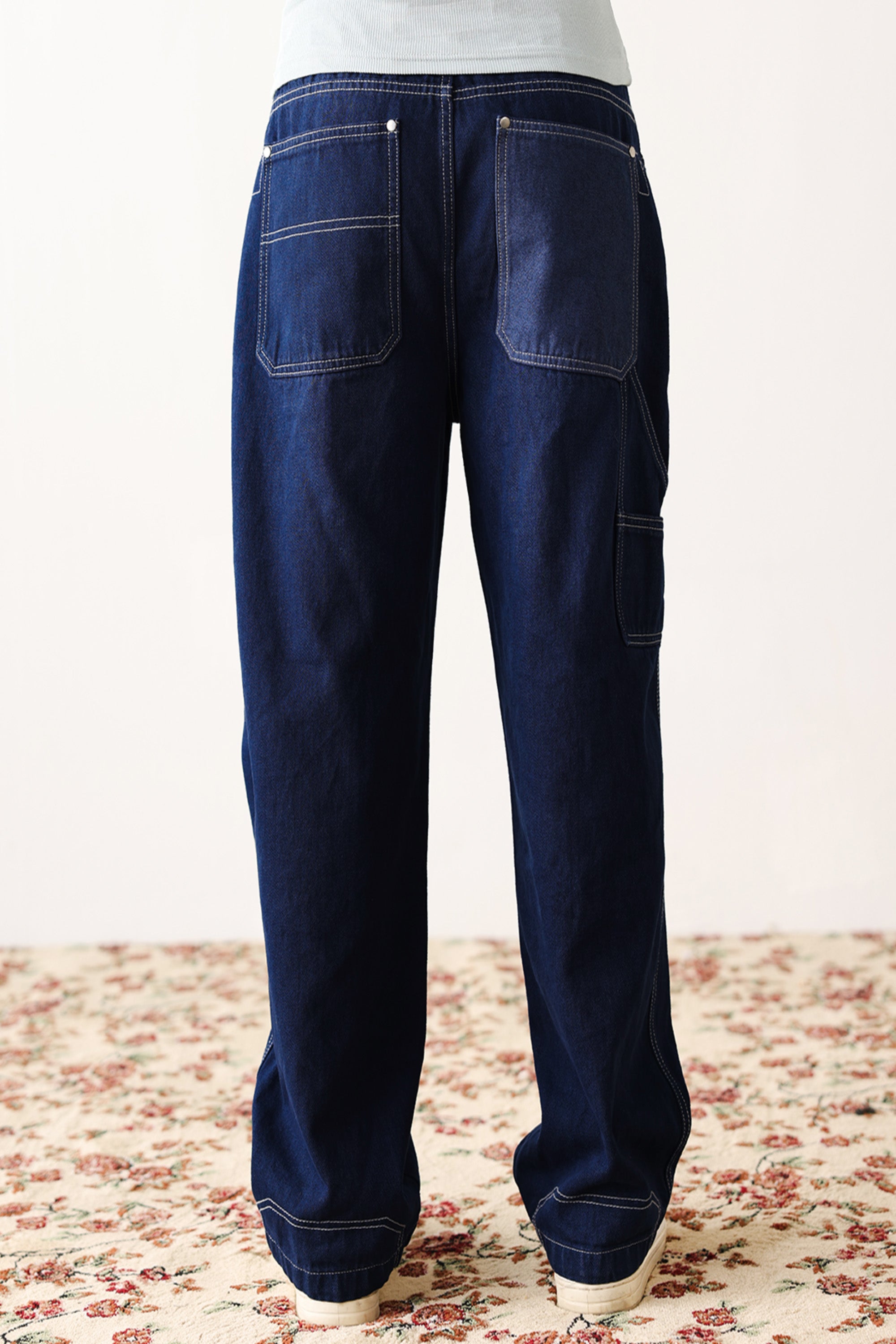 Navy Blue Jeans Wide Leg Jeans