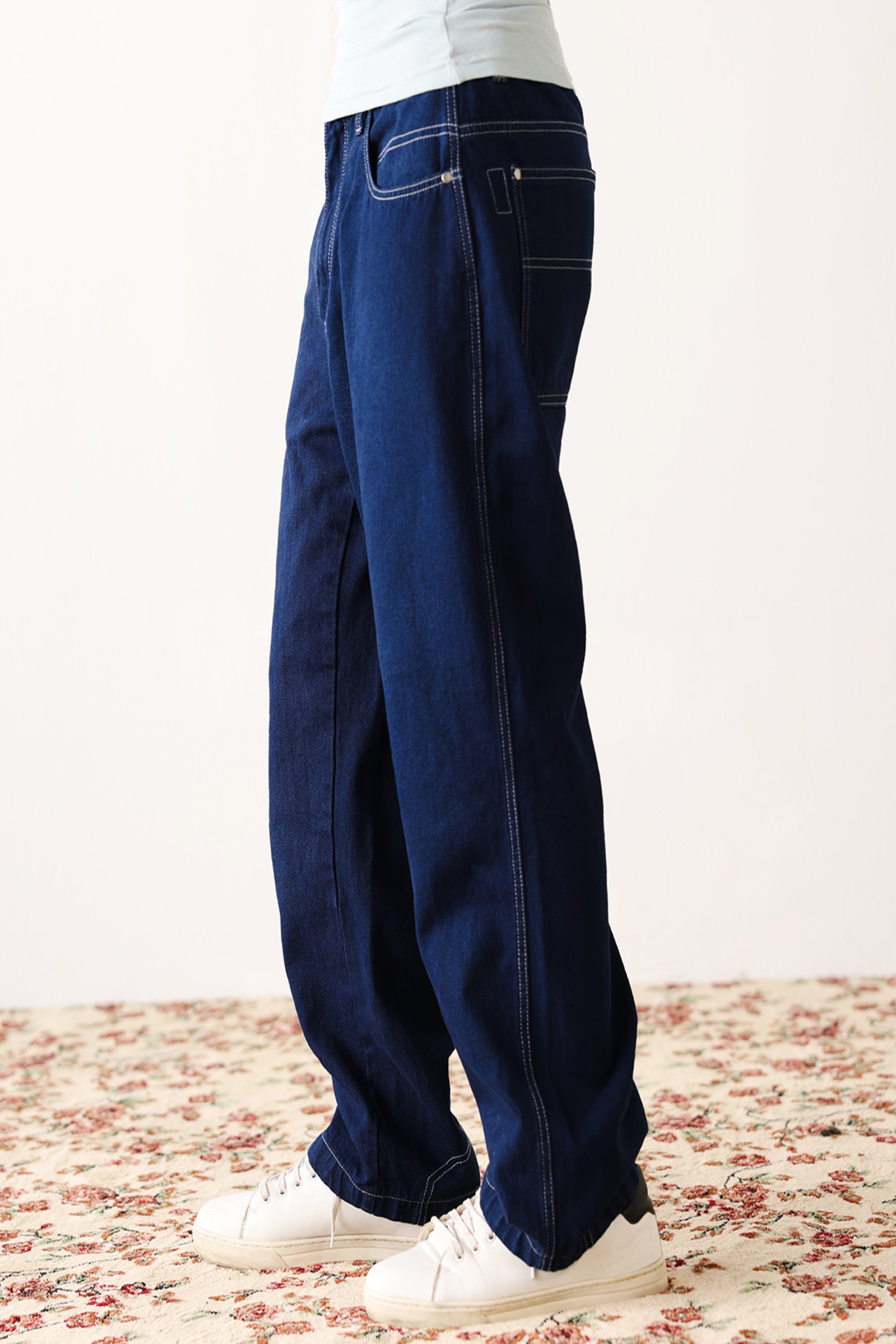 Navy Blue Jeans Wide Leg Jeans