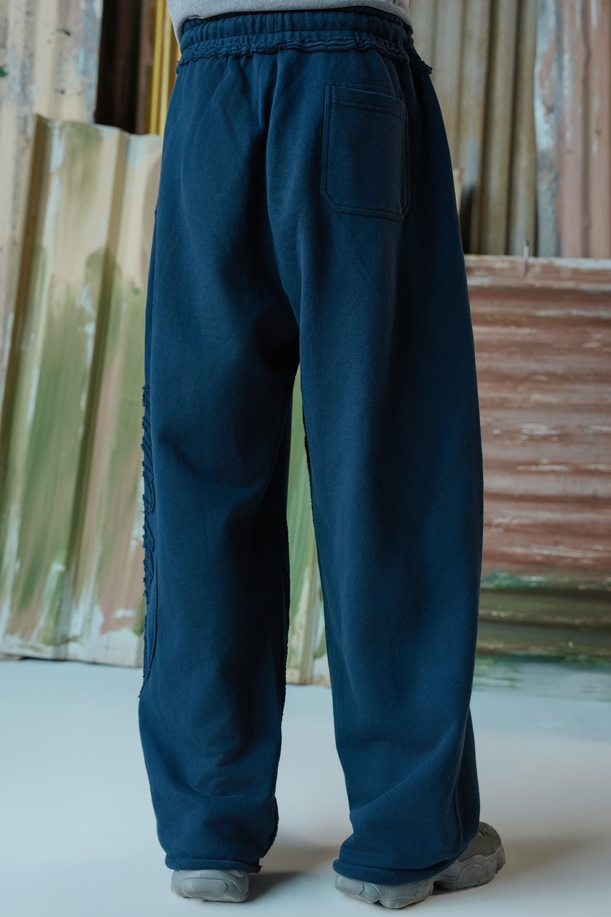 Big Applique Branding Trousers - Navy Blue