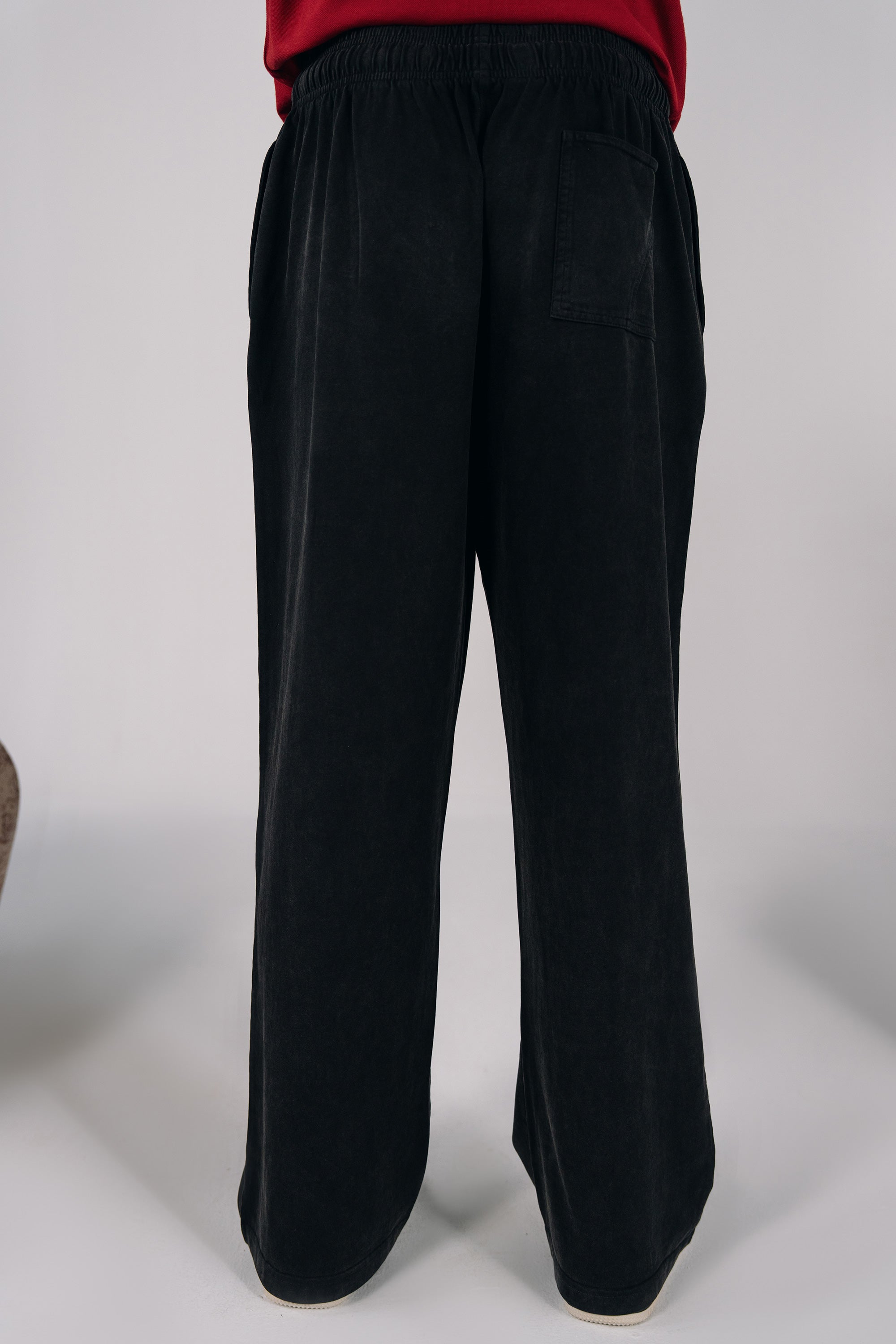 Relaxed Fit Acid Wash Trousers - Black