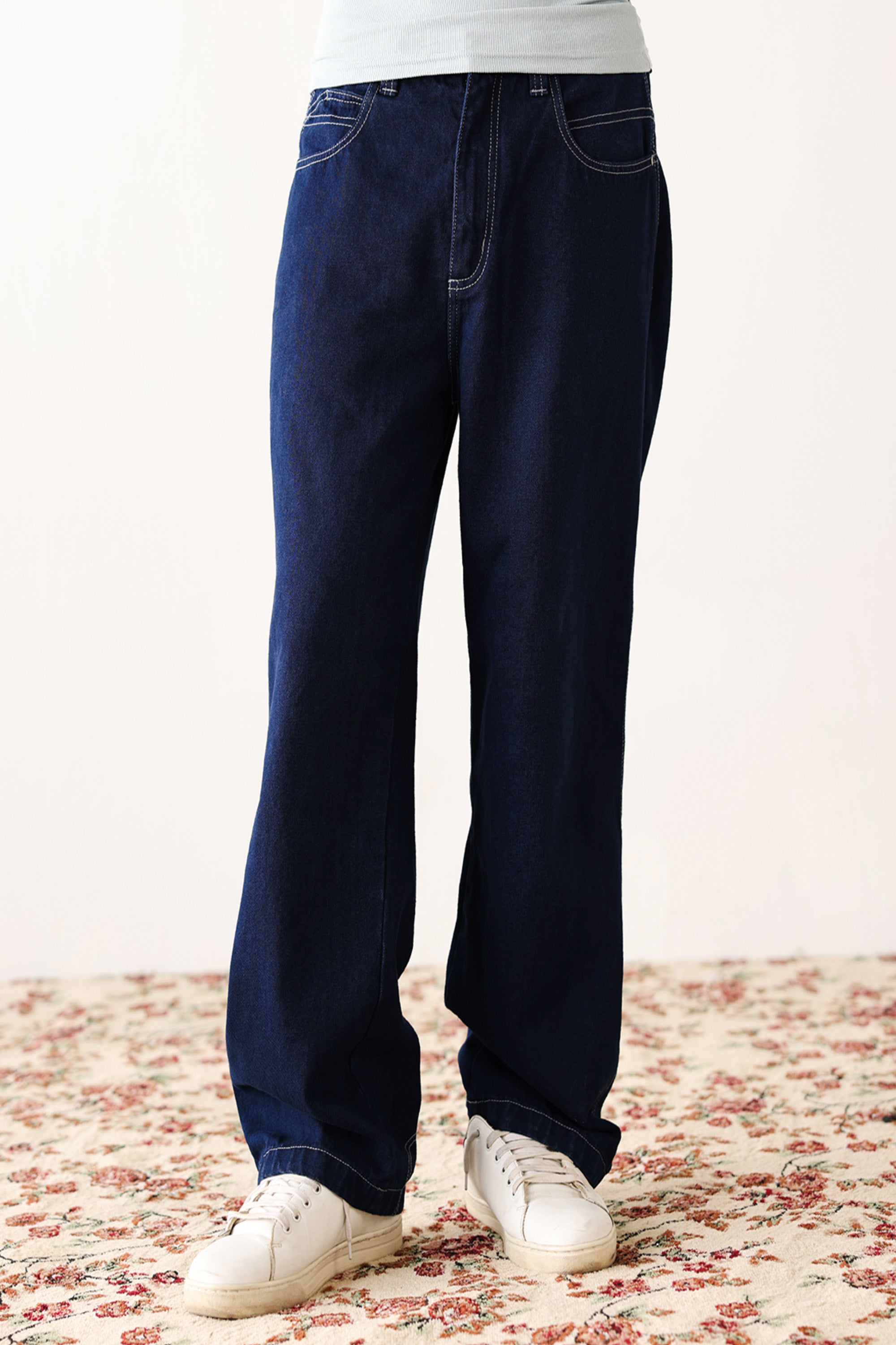 Navy Blue Jeans Wide Leg Jeans