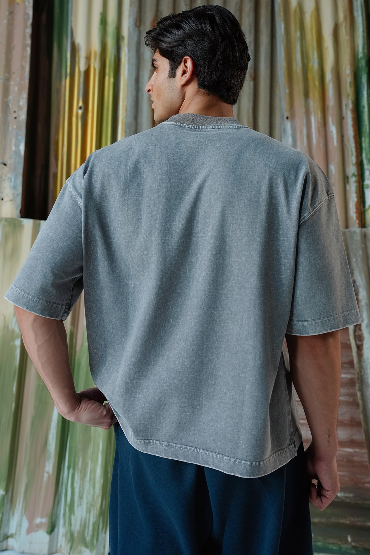 Shatter Rules Acid Wash Tee - Cement Grey