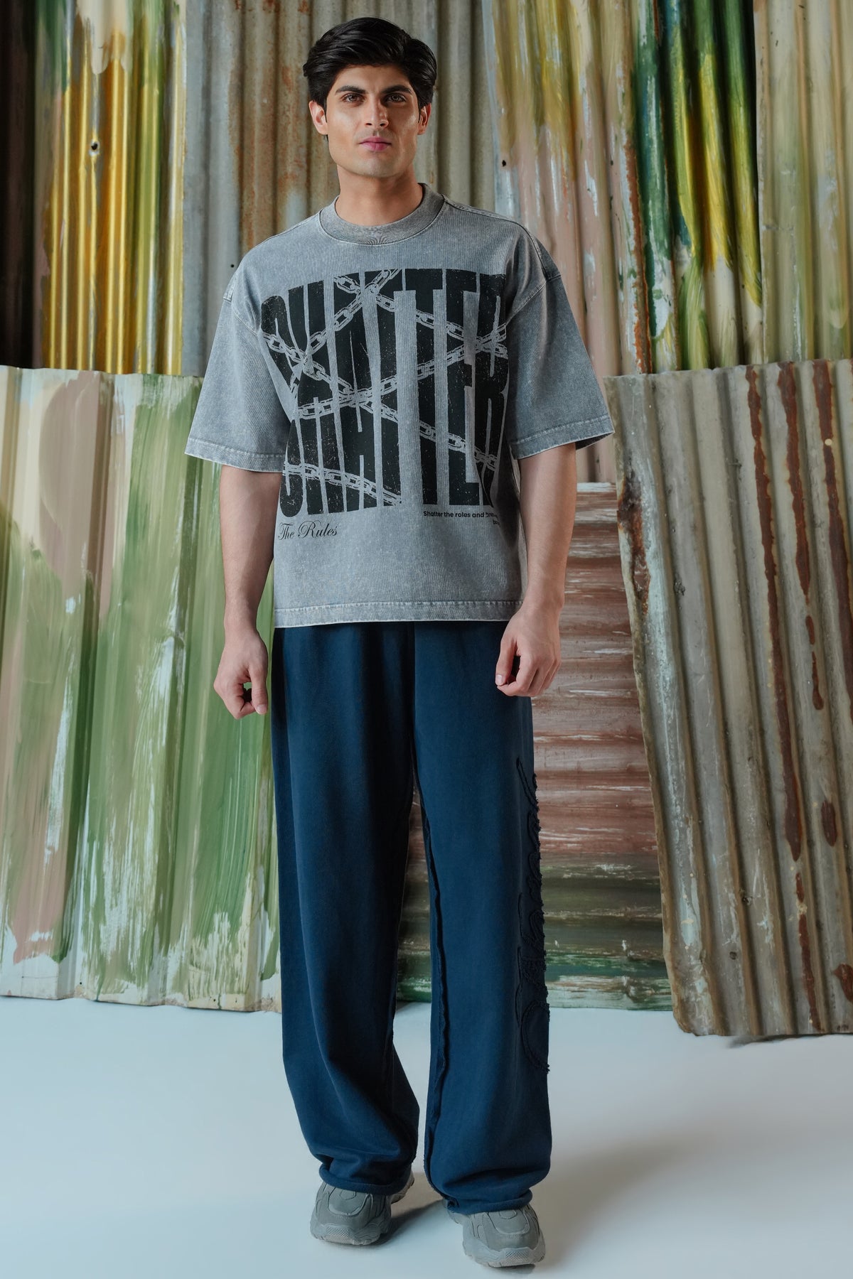 Shatter Rules Acid Wash Tee - Cement Grey