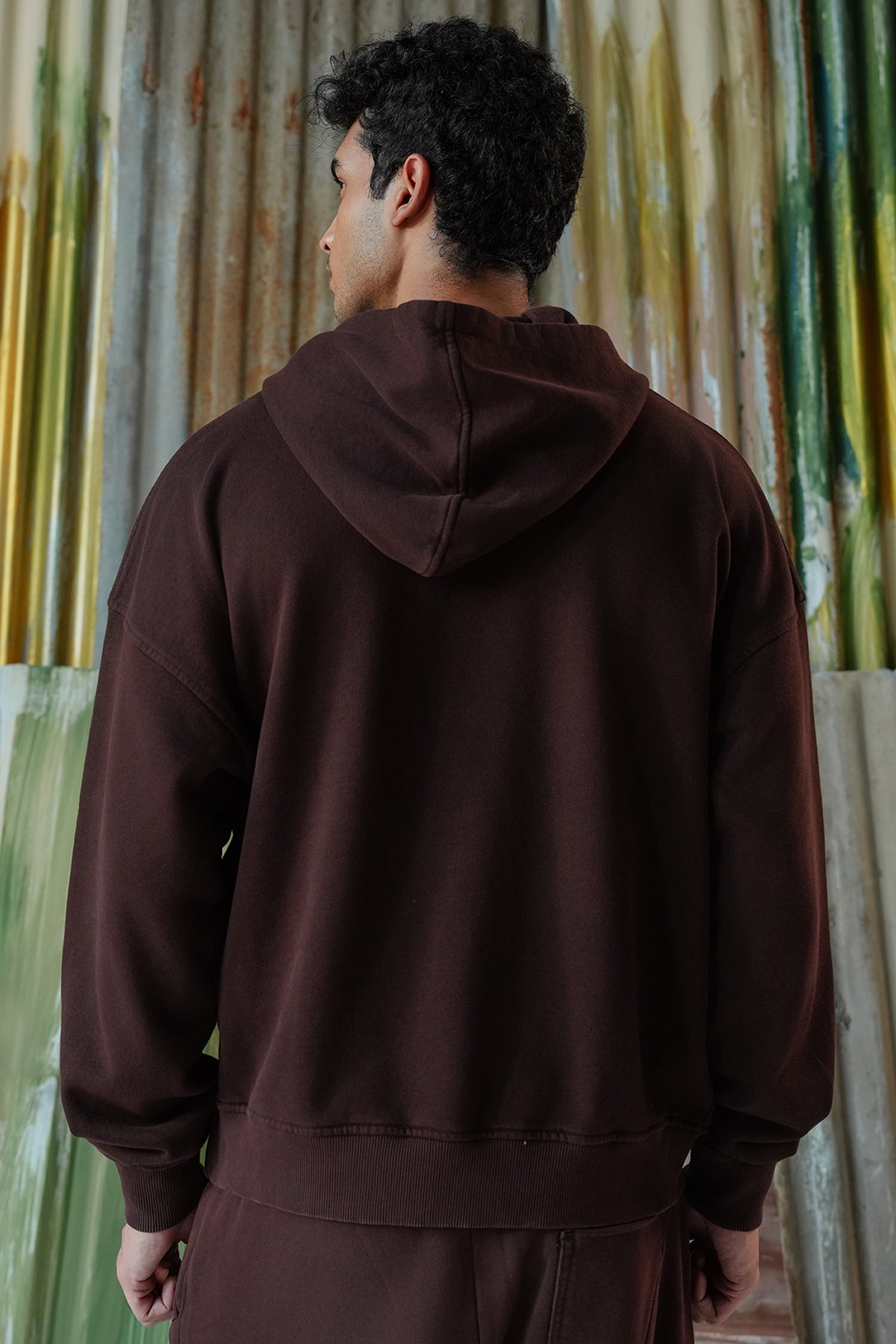 Element Flame Acid Wash Hoodie - Coffee Brown