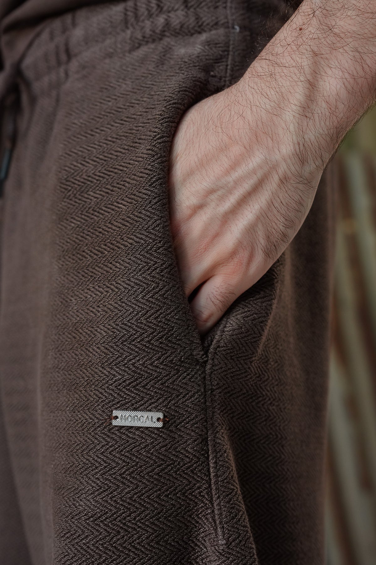 Acid Wash Herringbone Trousers - Chocolate