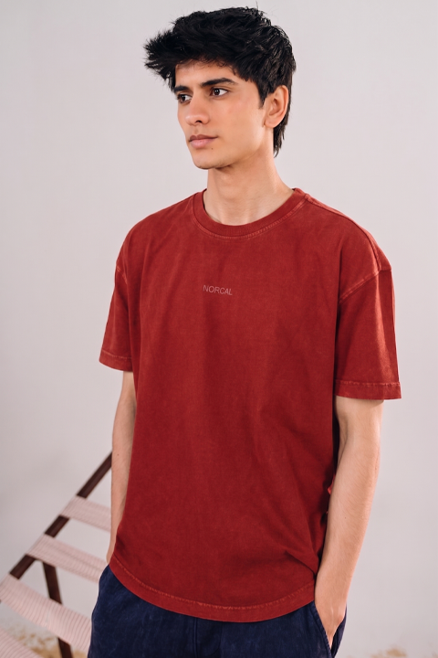 Acid Wash Scoop Bottom Tee