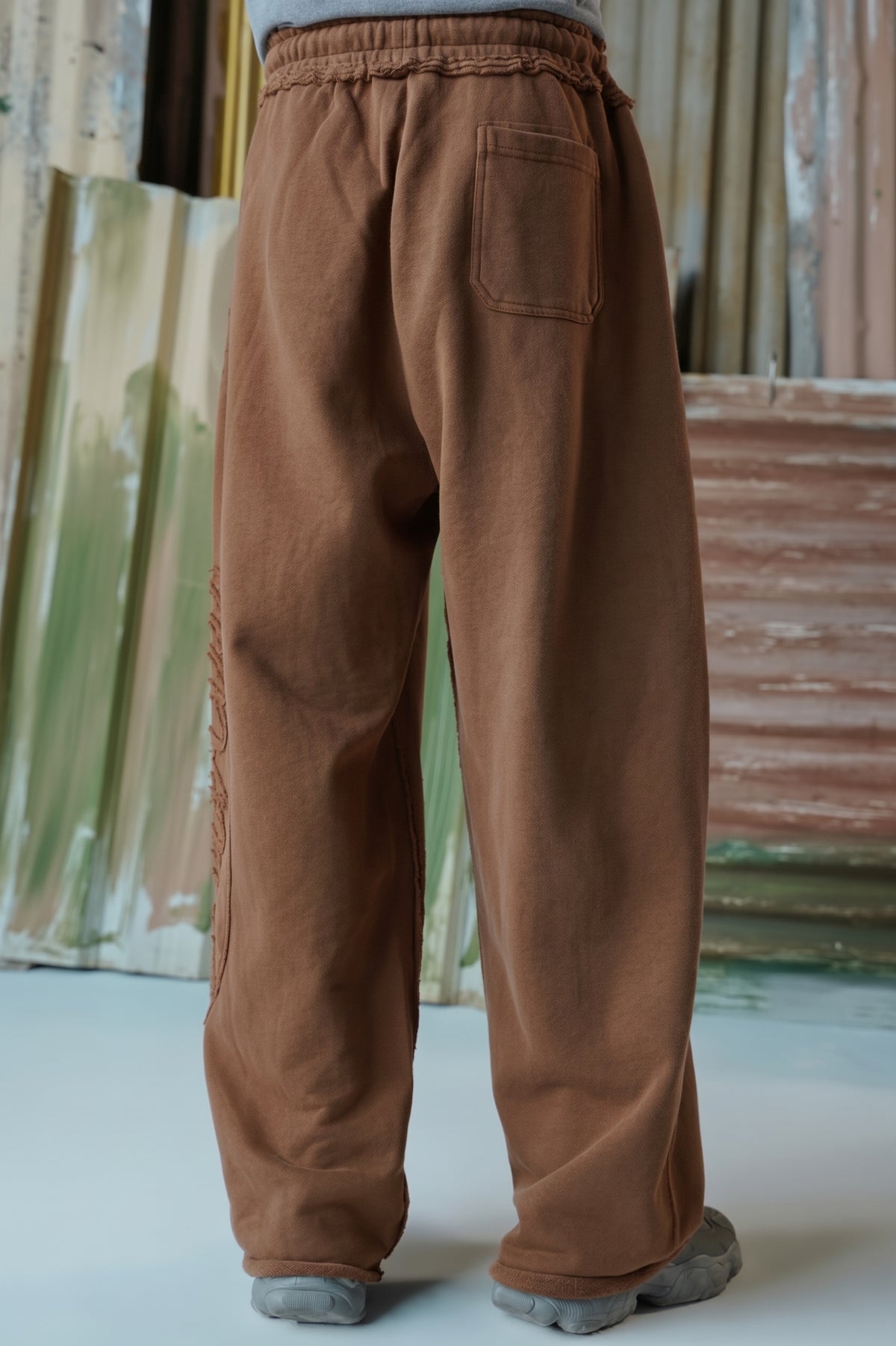 Big Applique Branding Trousers - Brown