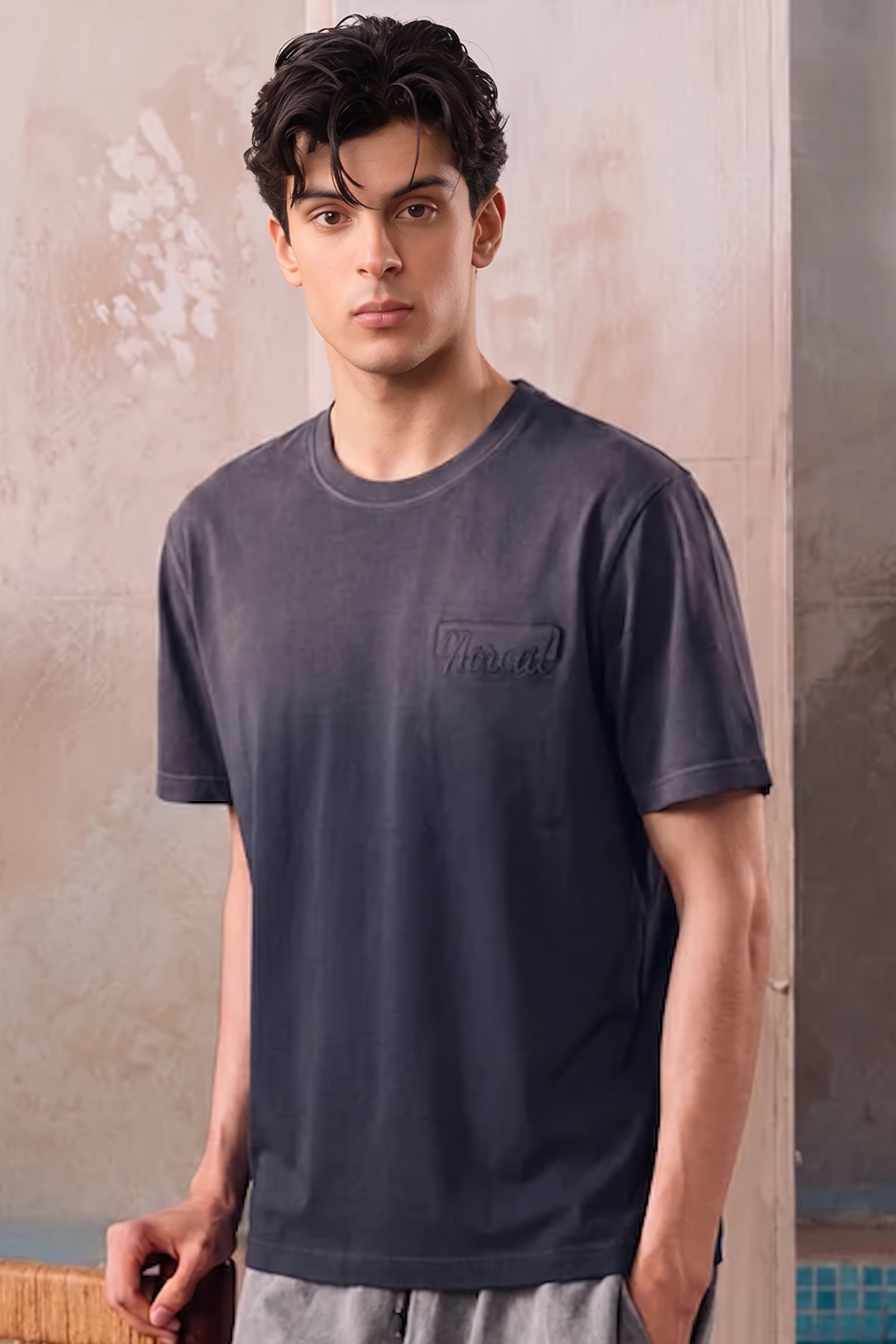 Gradient Spray Wash Tee - Navy Blue