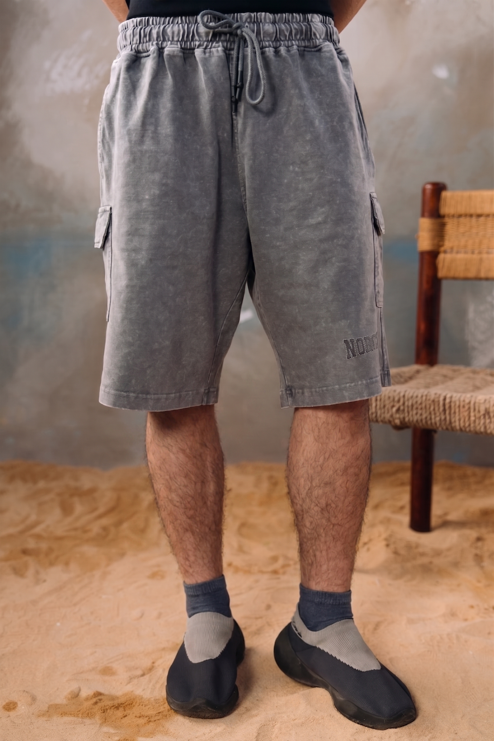 Baggy Acid Wash Shorts
