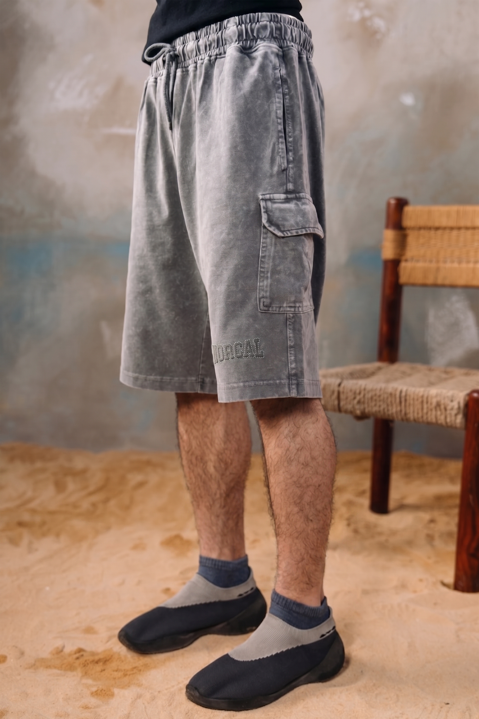Baggy Acid Wash Shorts